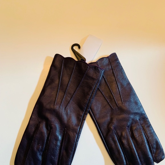 Accessories Women Purple Leather Gloves Wave Cuff Lxl Lined Poshmark